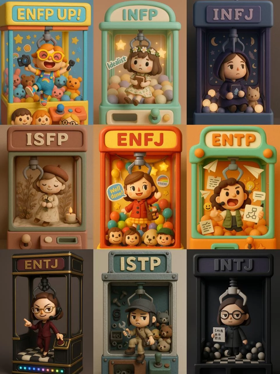 提示词模板速存!9款GPT-4o动森风MBTI玩偶设计