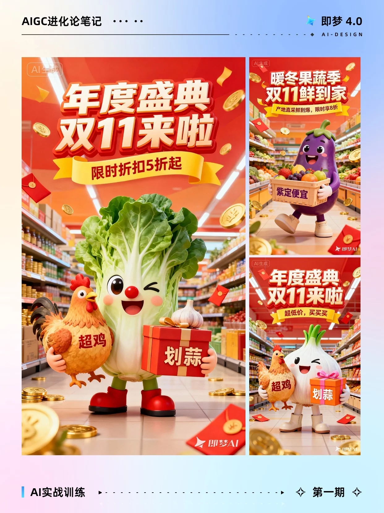 拒绝无效加班！10分钟AI狂出N种双十一海报