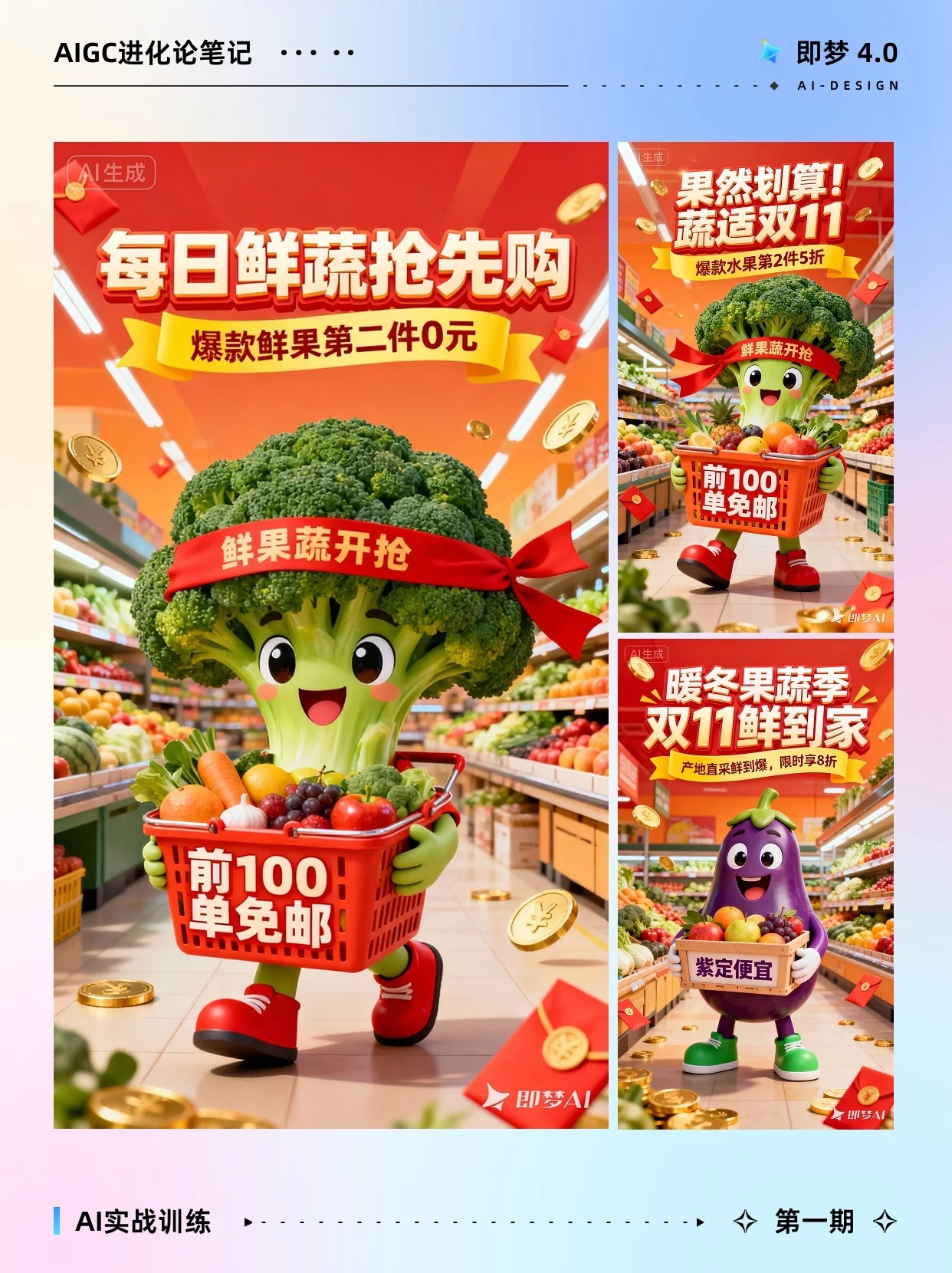 拒绝无效加班！10分钟AI狂出N种双十一海报