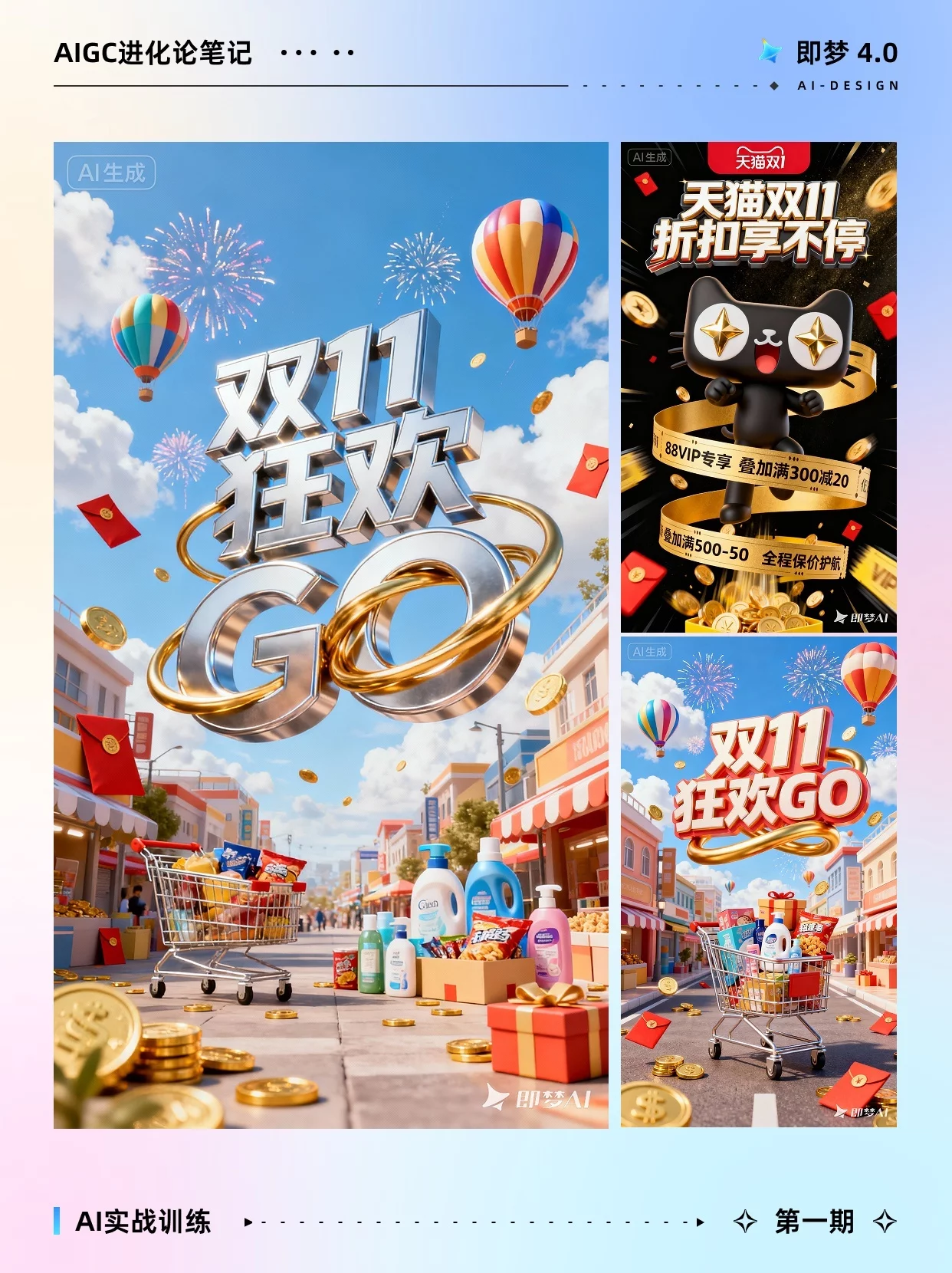 拒绝无效加班！10分钟AI狂出N种双十一海报