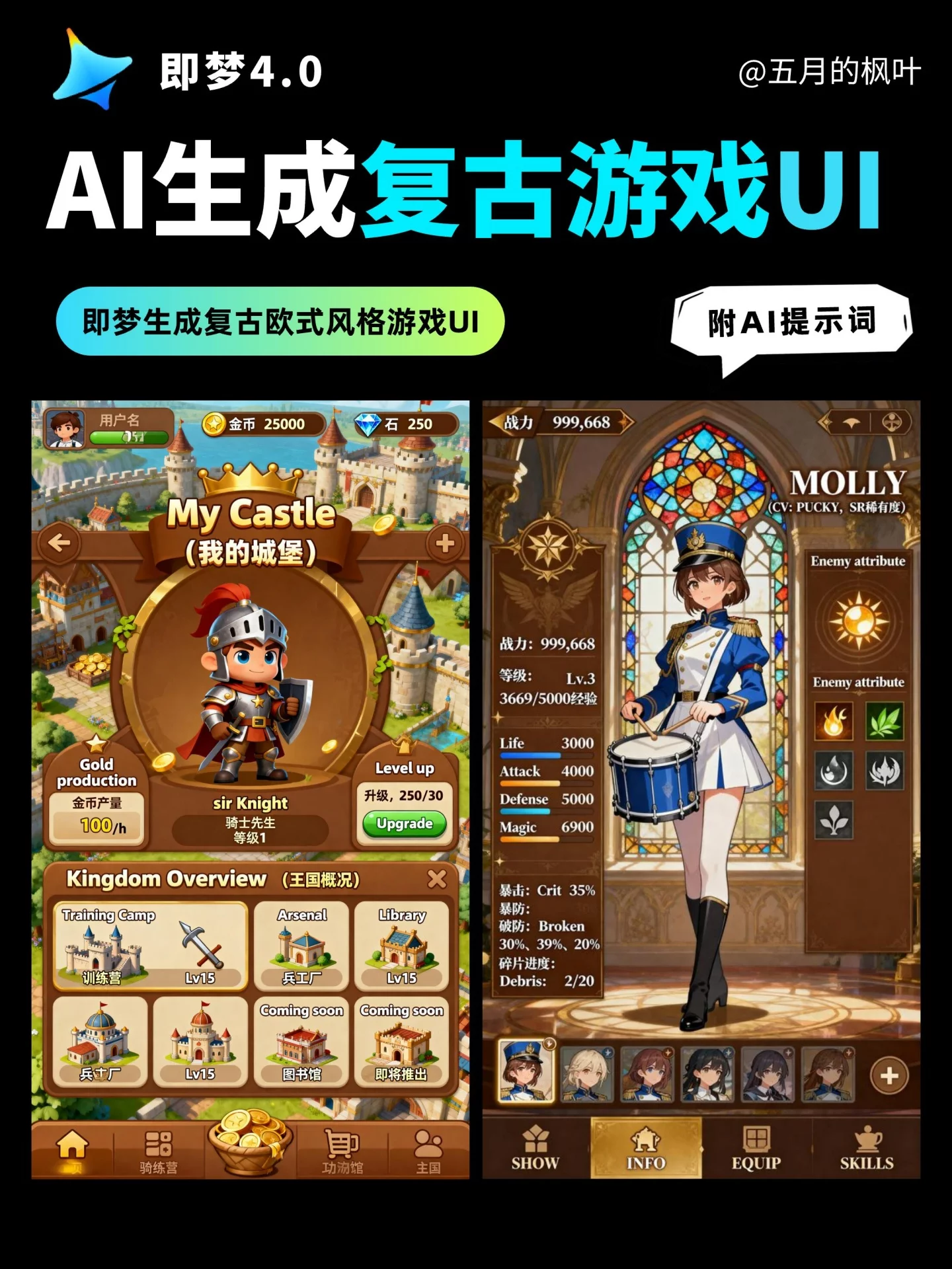 游戏UI复古风。AI提示词模板