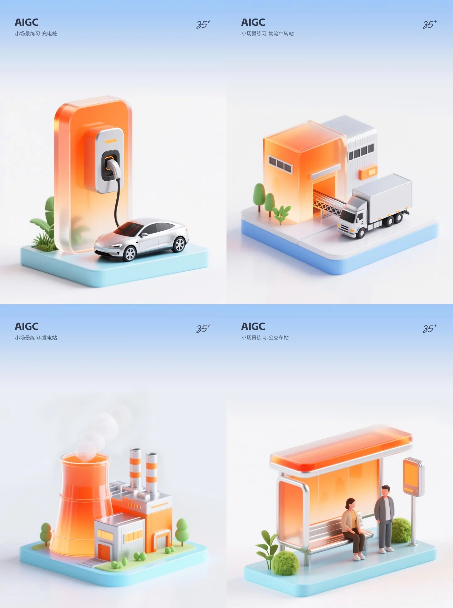 AI绘制B端场景UI精致小图标