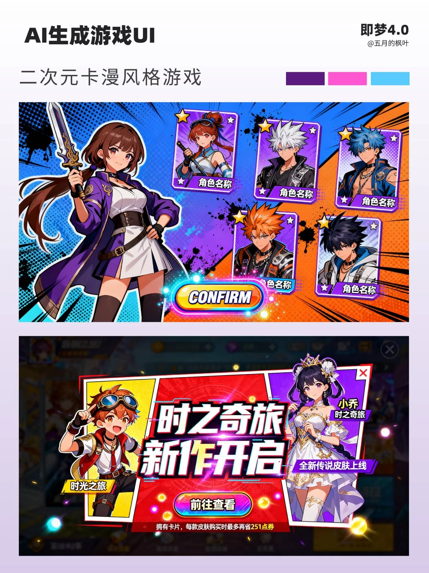 零基础3步搞定游戏UI！AI生成二次元卡漫实战教程