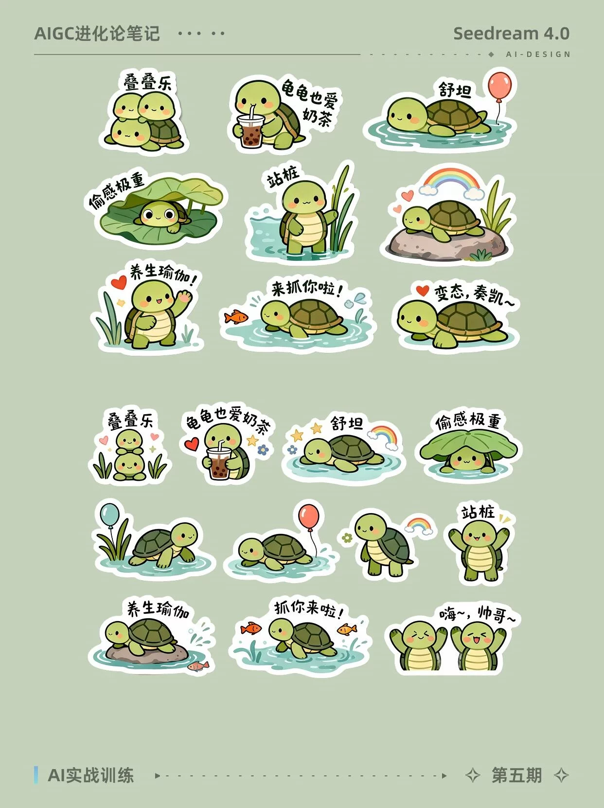 AI贴纸自由!3步搞定专属爱宠IP,100+草图随便抽!