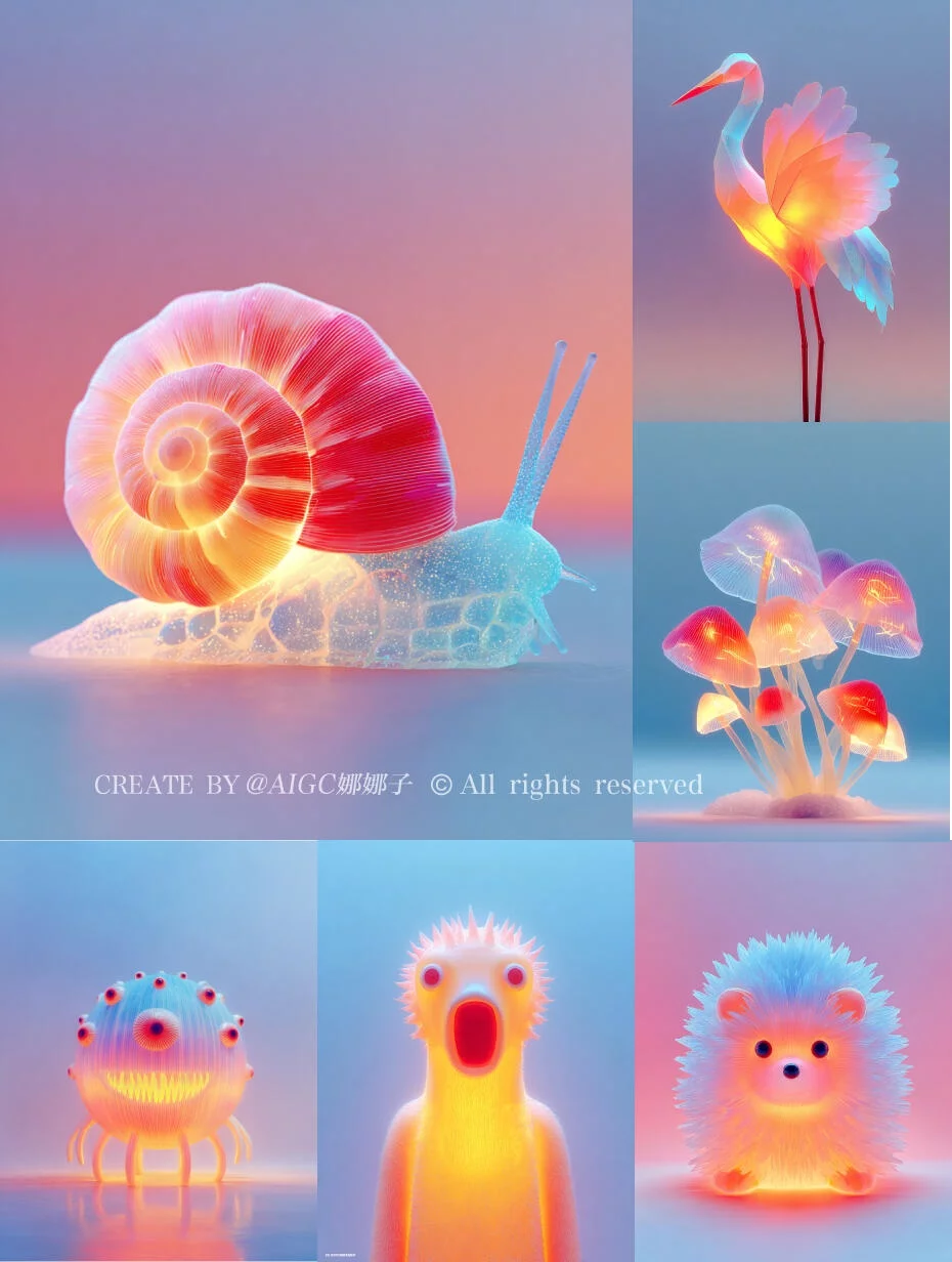 这组荧光Sref代码太强了！1分钟搞定卡通荧光感