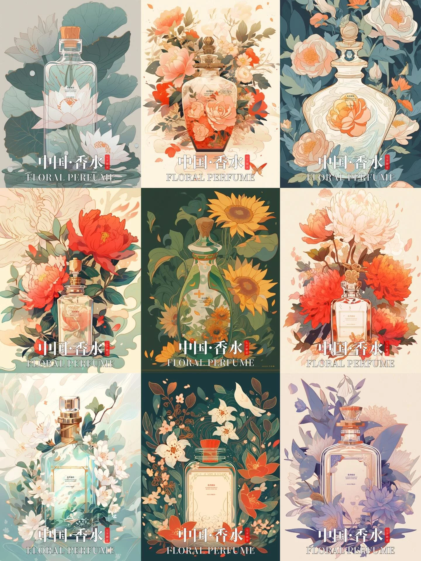AI生成高级感拉满香水花束海报图