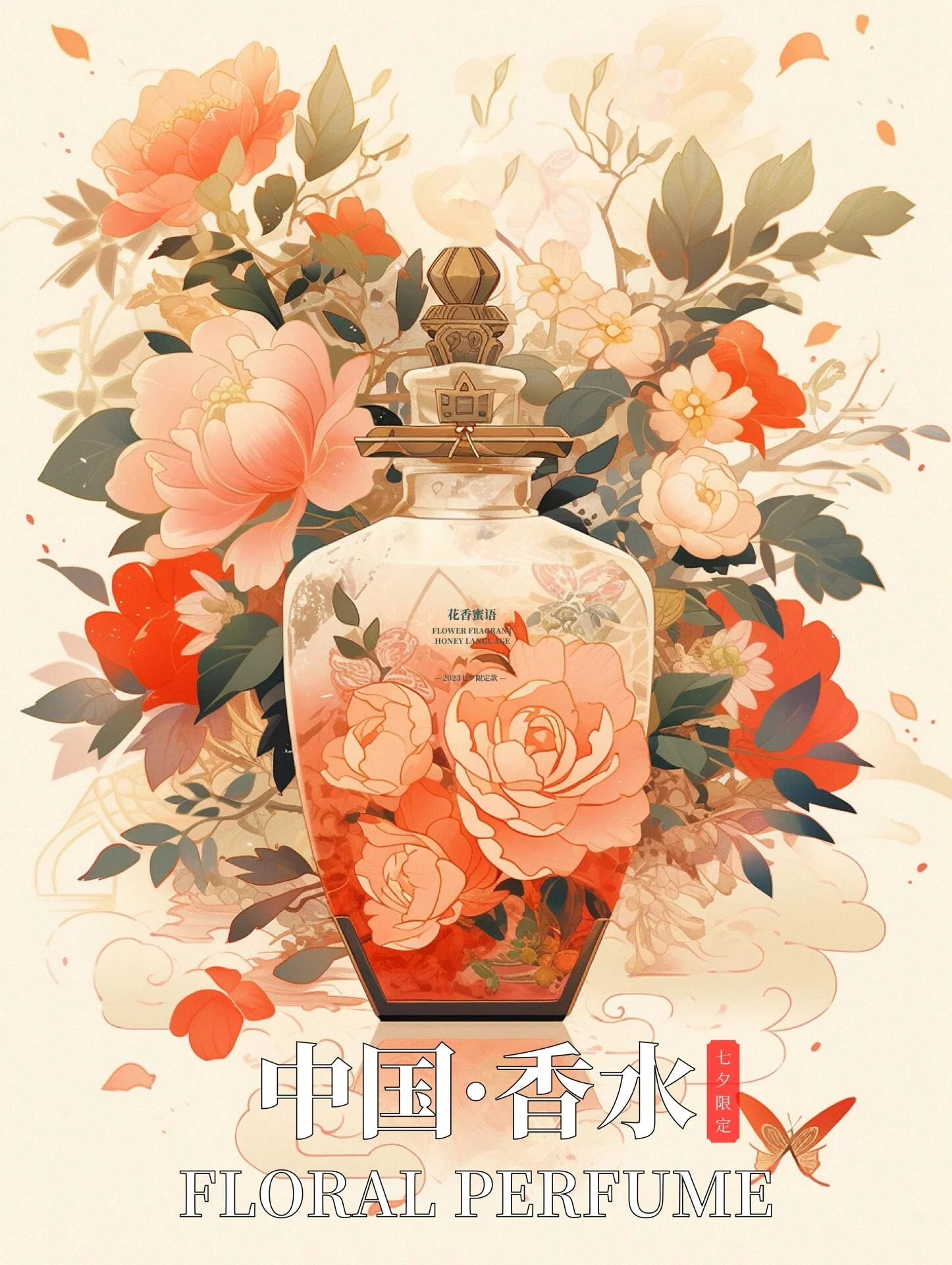 5分钟学会!七夕香水花束海报这样画,小众高级感拉满!