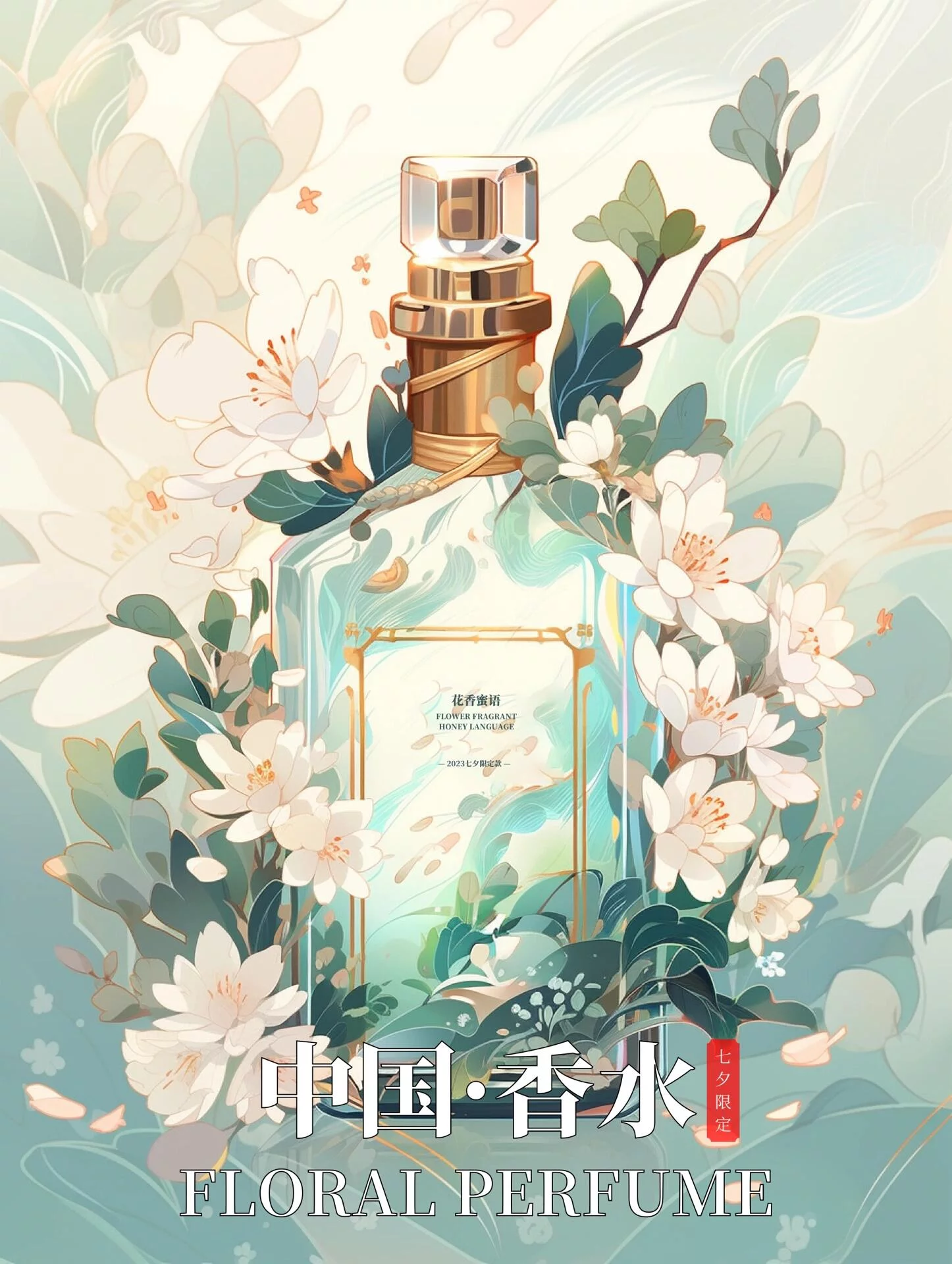 5分钟学会!七夕香水花束海报这样画,小众高级感拉满!