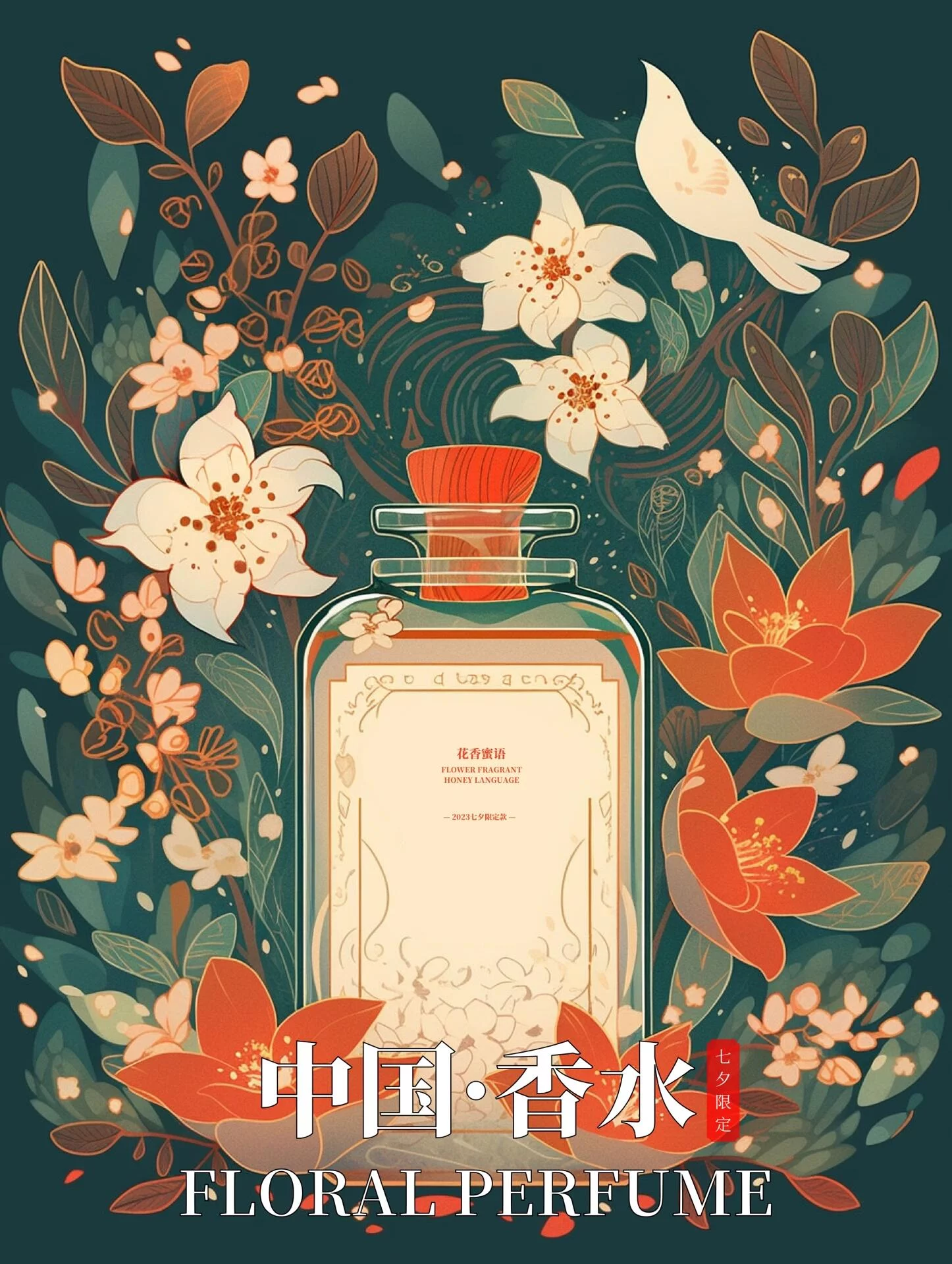 5分钟学会!七夕香水花束海报这样画,小众高级感拉满!