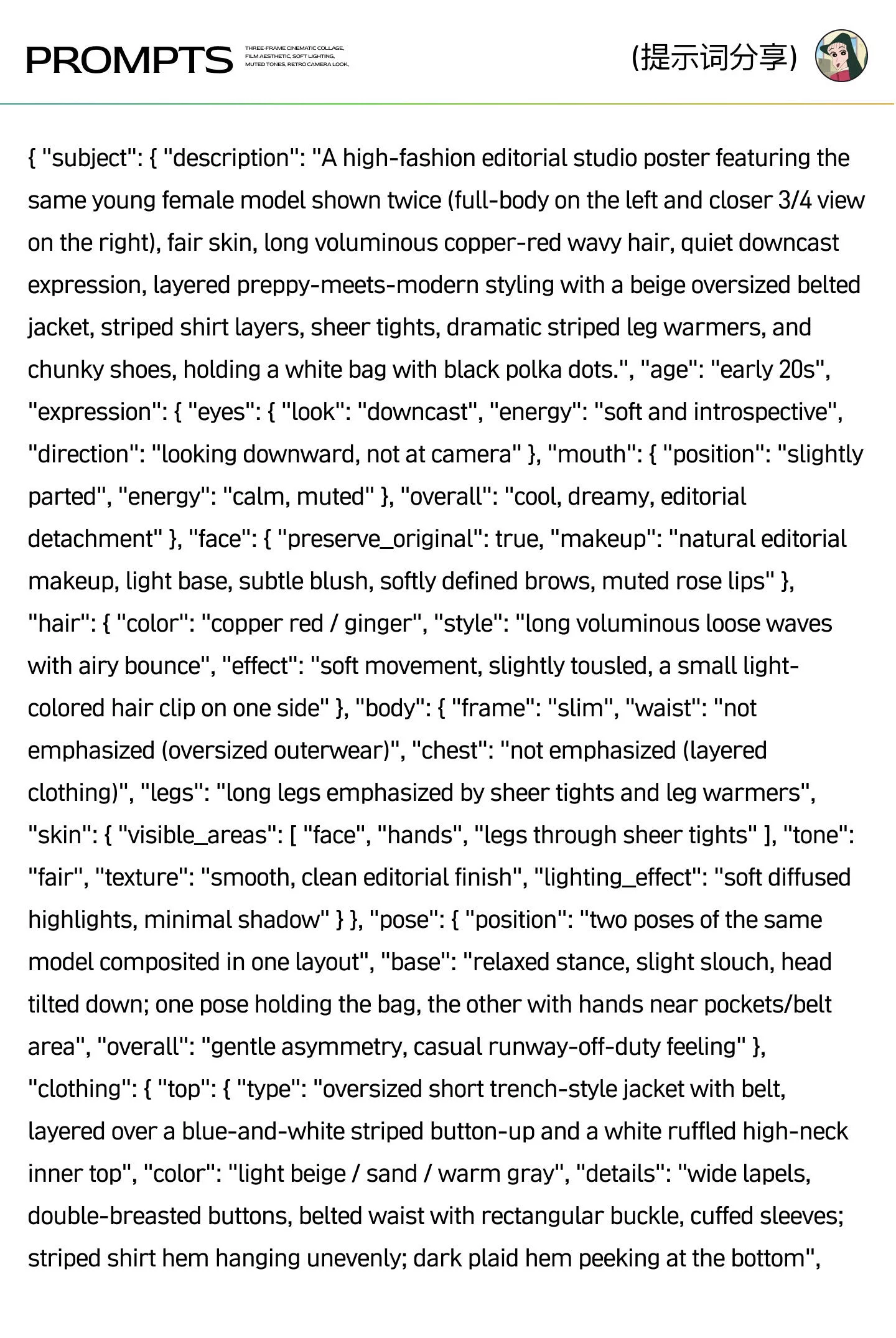 懒人直出杂志大片！法式杂志风json提示词灵感