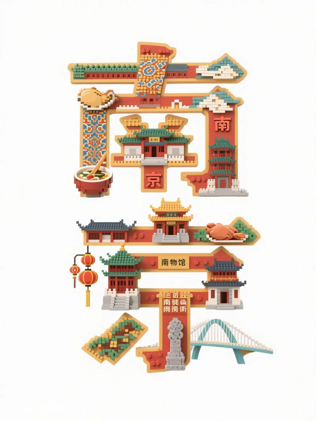 AI秒出图！10大城市的乐高字体提示词直接抄作业！