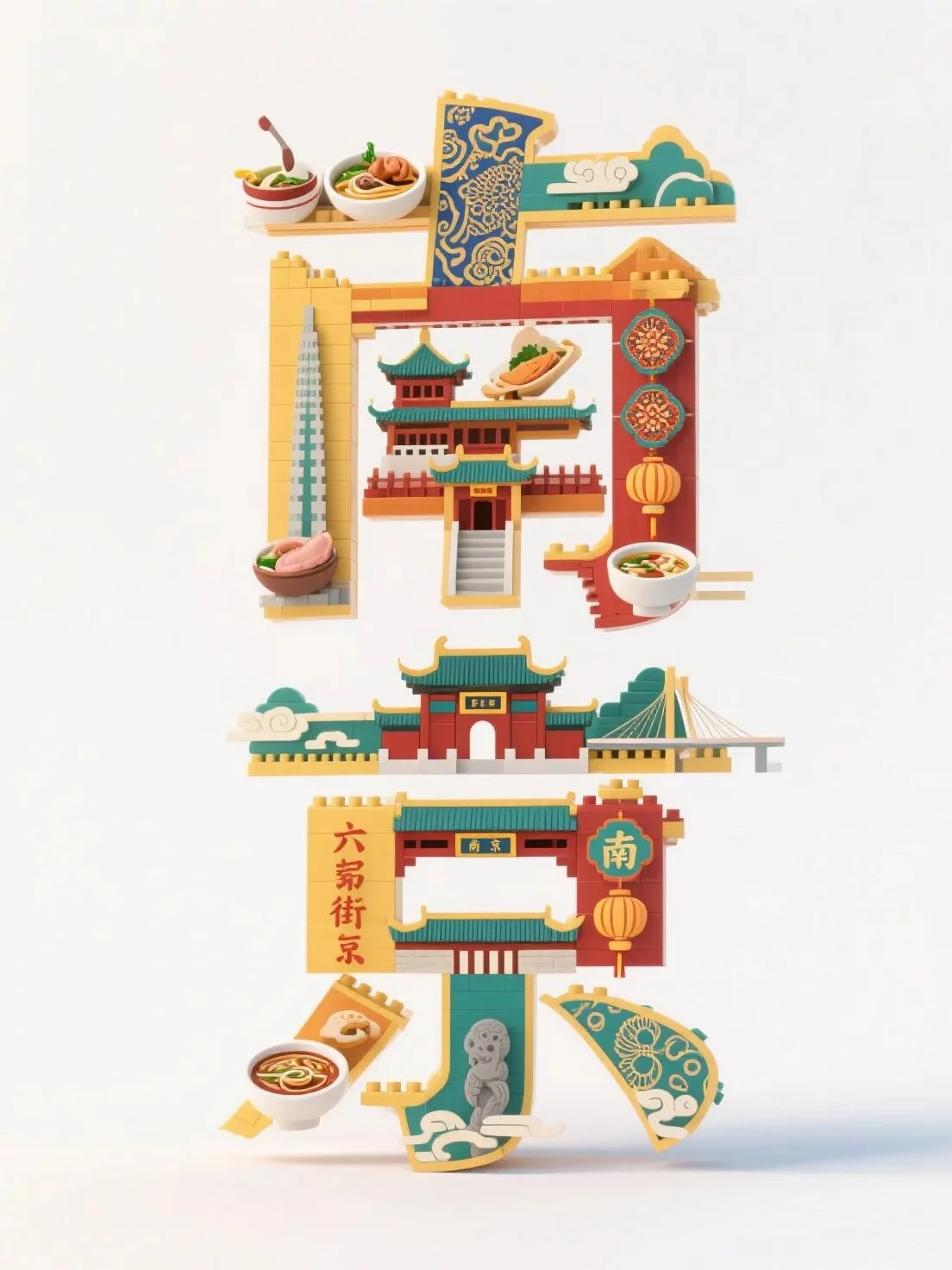 AI秒出图！10大城市的乐高字体提示词直接抄作业！