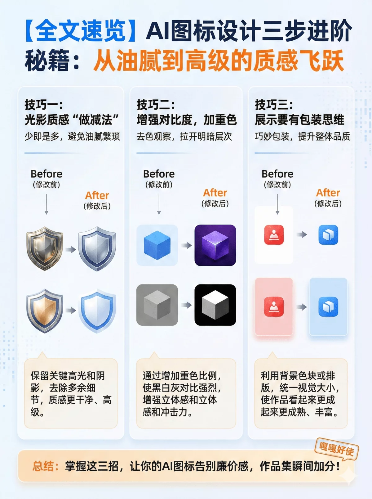 AI生成的图标太油腻？学会这3招，质感瞬间翻倍！