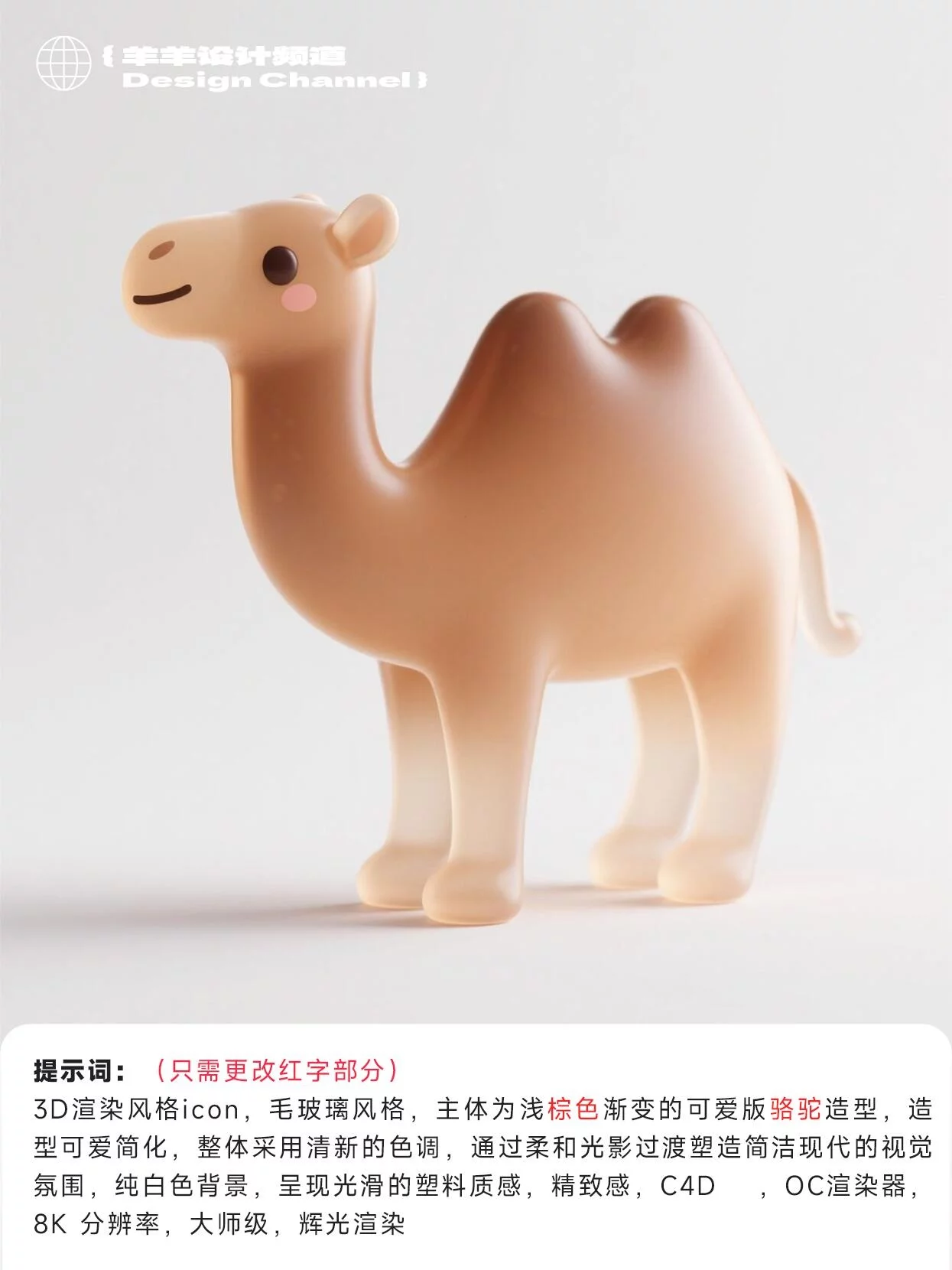 毛玻璃IP轻松造！1套提示词产出C4D风毛玻璃图标